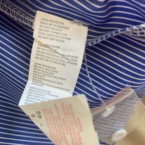 Boohoo top Blue striped Bardot crop top cuffed sleeve size 8 - Picture 10 of 11